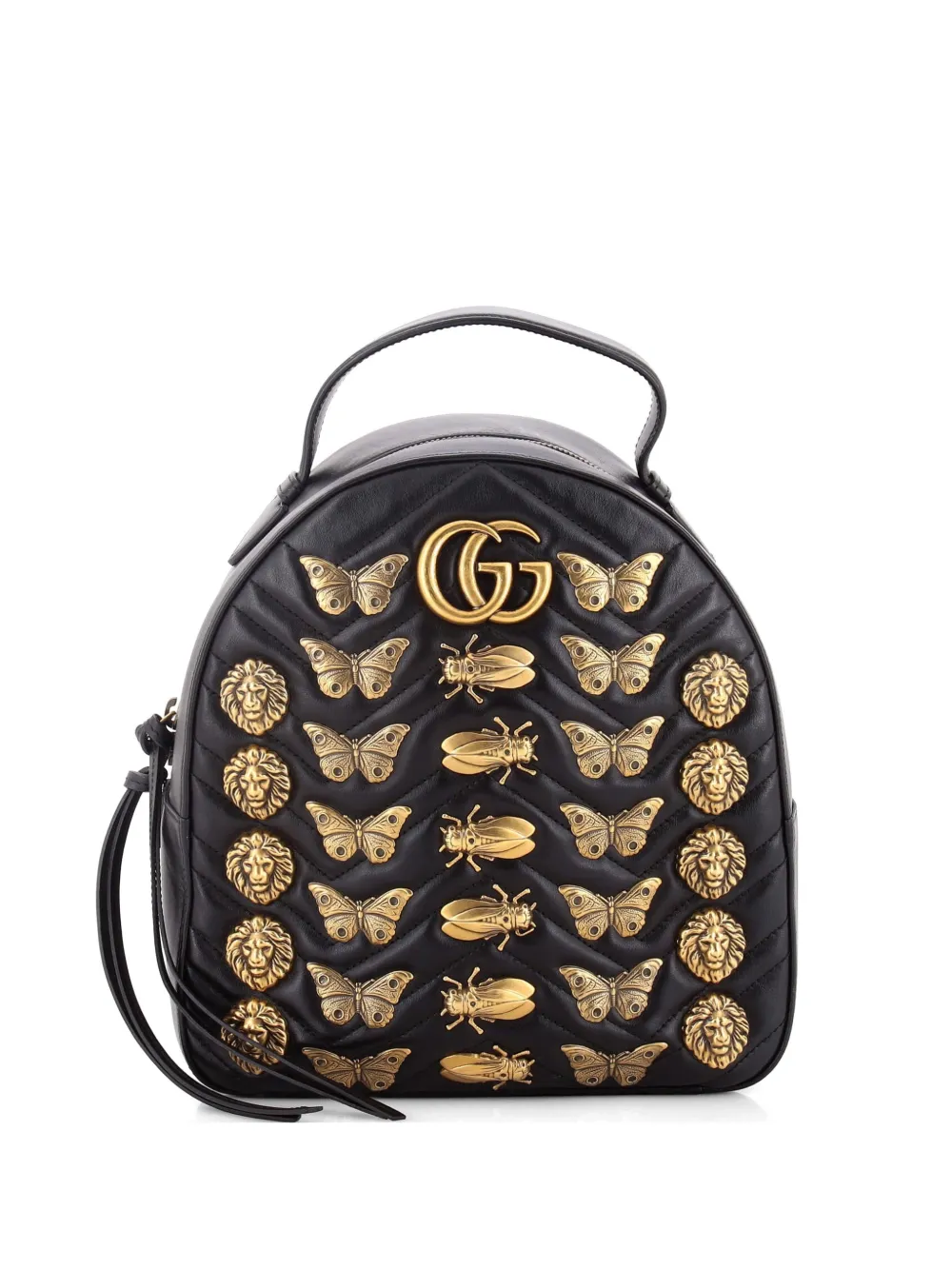 Gucci Pre-Owned GG Marmont Embellished Matelasse Leather Small backpack - Black