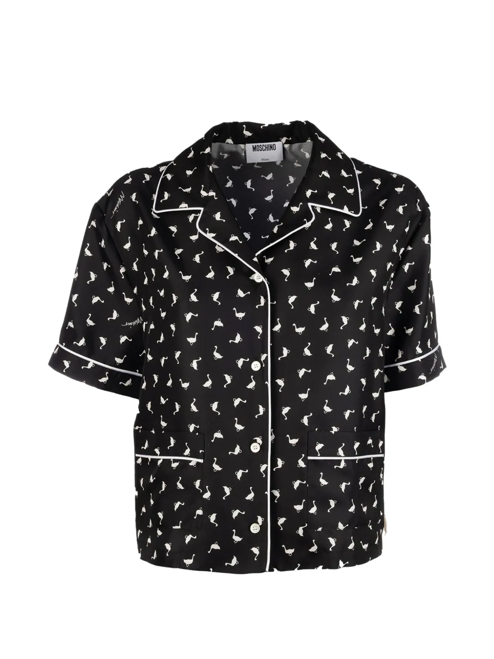 Moschino goose-print piped shirt - Nero