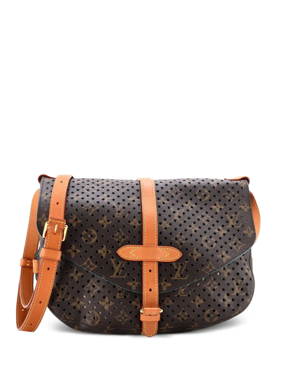 Louis Vuitton Pre-Owned Flore Saumur Handbag Perforated Monogram Canvas crossbody bag - Braun