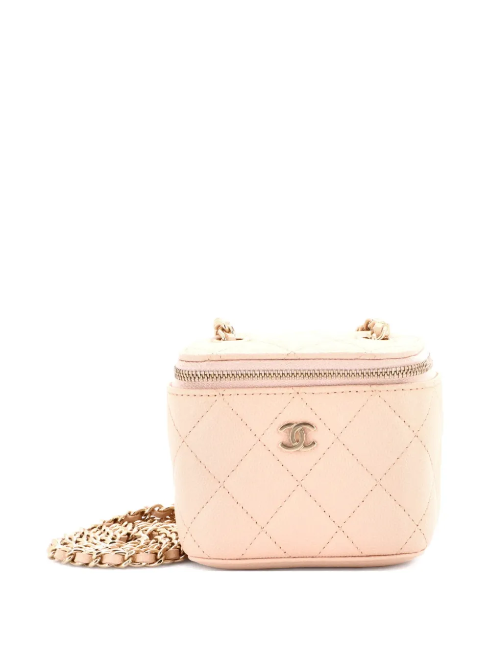 CHANEL Pre-Owned Trousse make up mini in pelle Caviar trapuntata con catena - Toni neutri