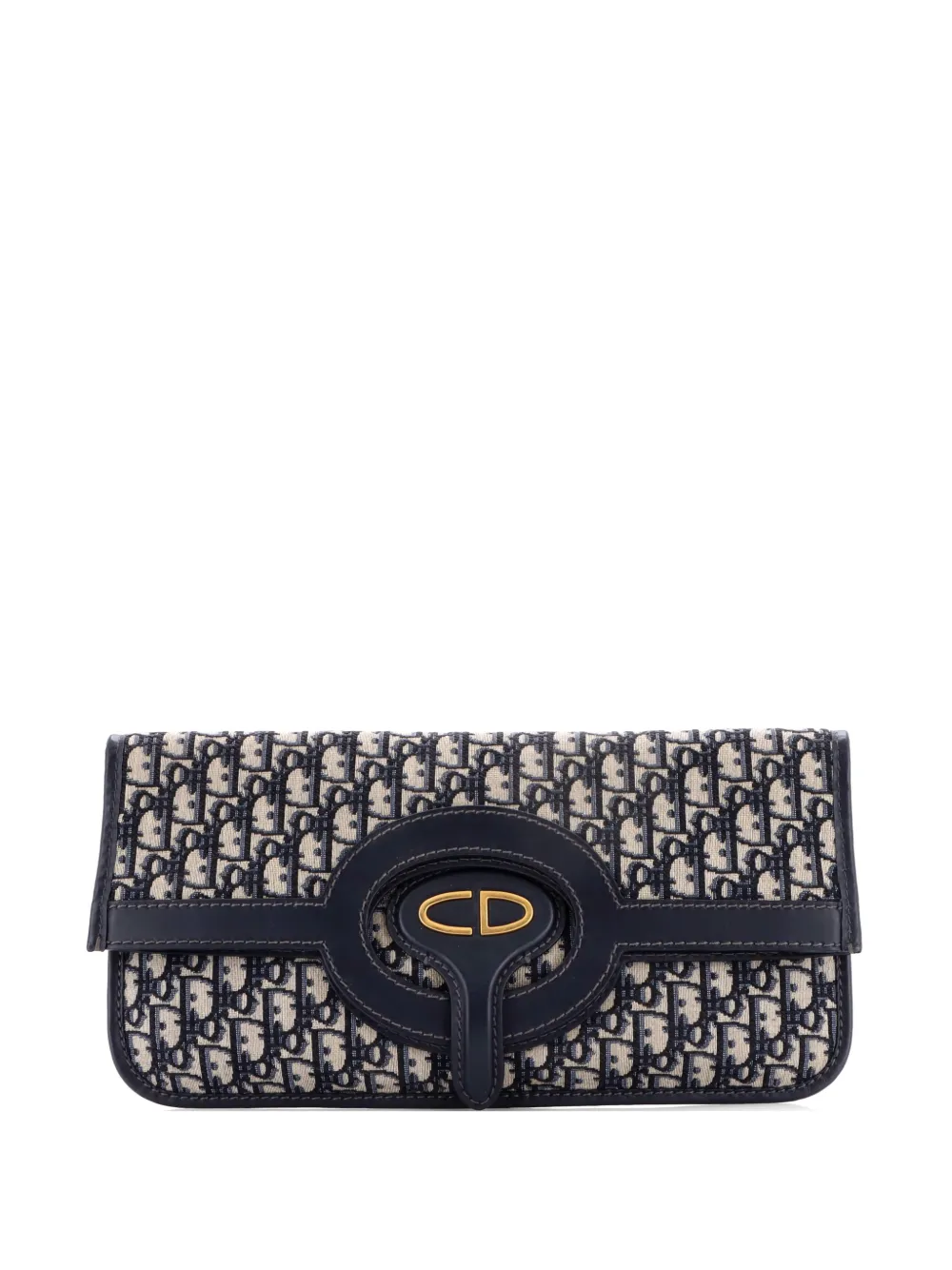 Christian Dior Pre-Owned Clutch in tela con motivo Oblique - Blu