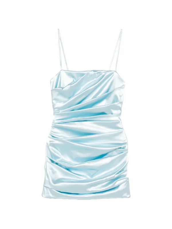 blue strappy mini dress Dolce & Gabbana Gathered | wet24 3% Spandex Black Maxi Satin Sleeved Size:US 14 / UK 18 / EU 44