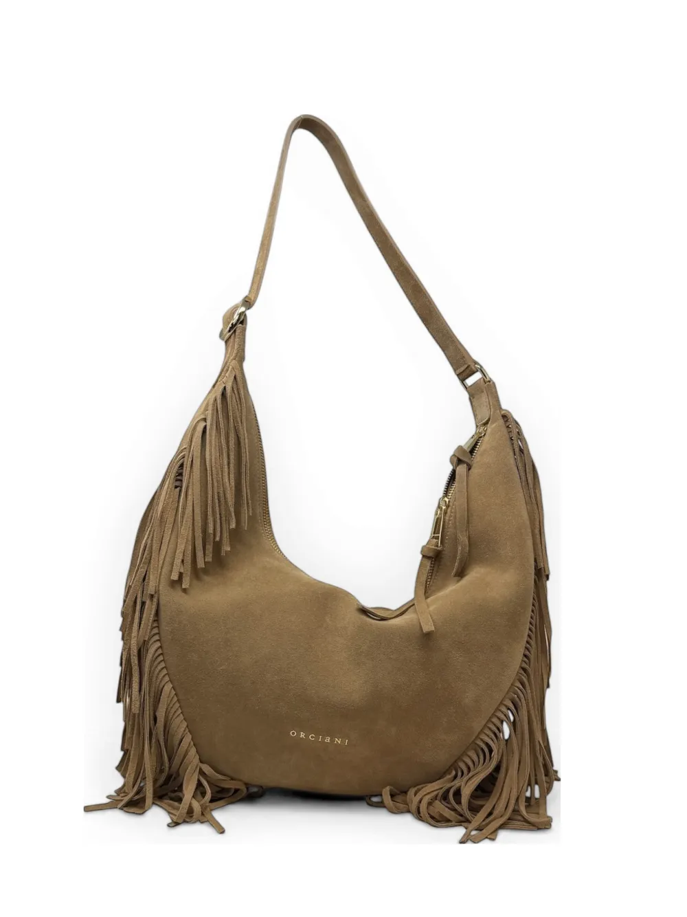 Orciani fringe peach hobo bag - Toni neutri