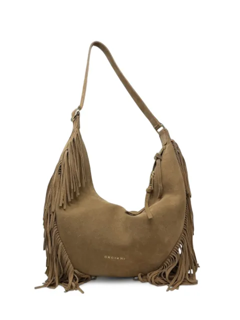 Orciani fringe peach hobo bag