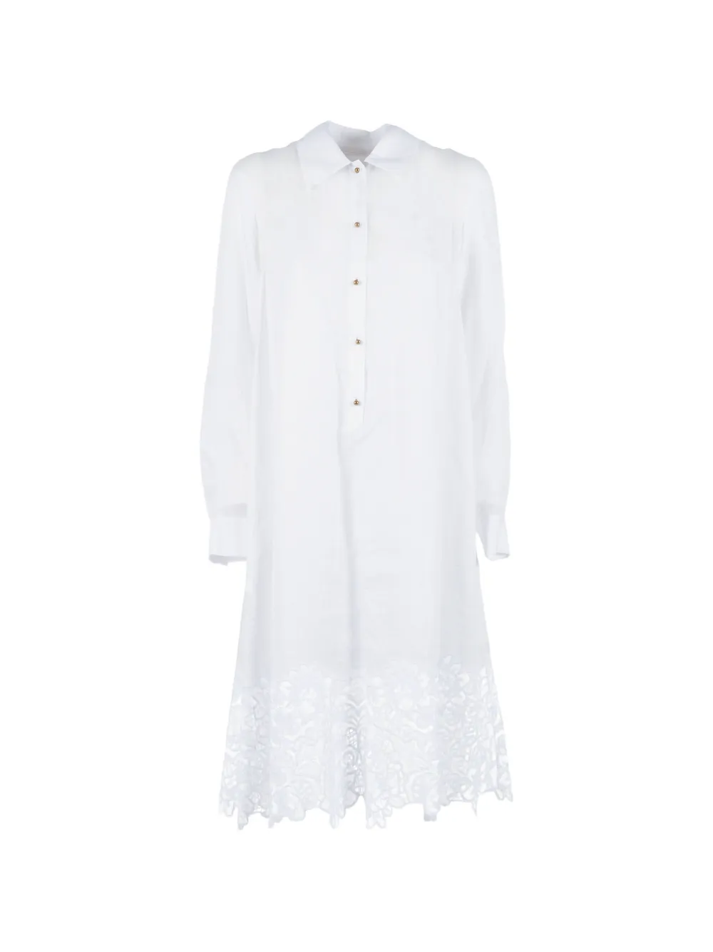 Max Mara lace-trim shirt dress - Bianco