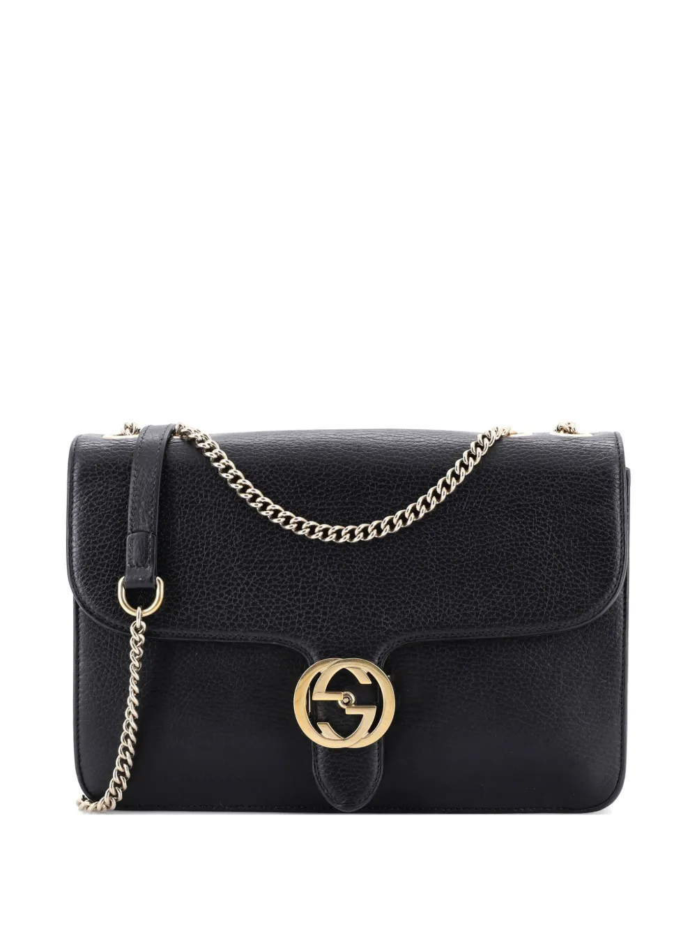 Gucci Pre-Owned Mittelgroße Interlocking Schultertasche aus Leder - Schwarz