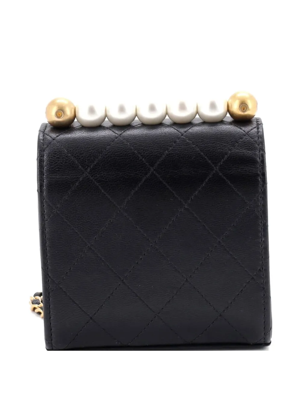 Chanel Pre-owned Sac à Bandoulière Avec Chaîne Chic Pearls à Rabat En Cuir De Chèvre Matelassé Format Mini - Noir 