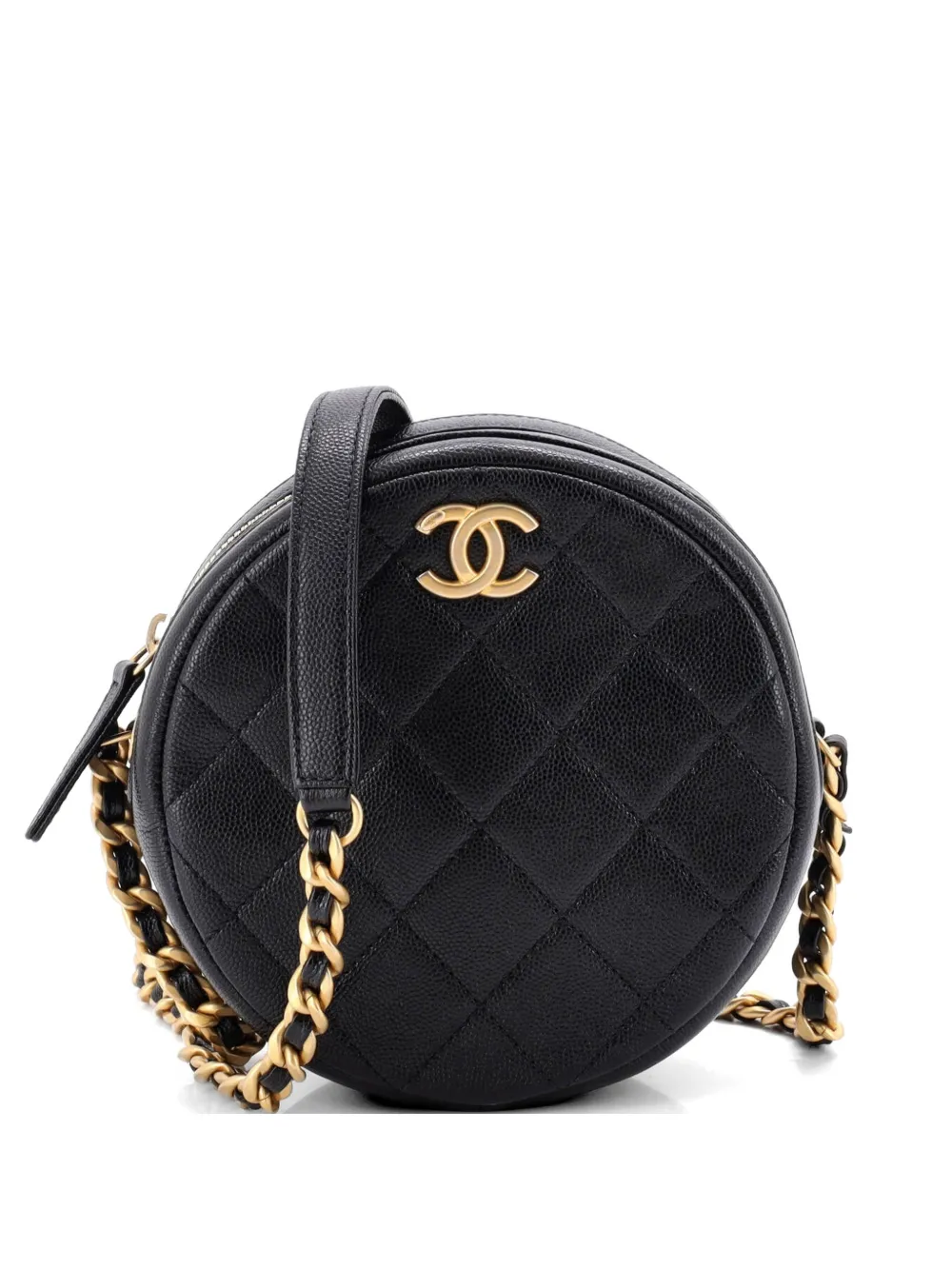 CHANEL Pre-Owned Borsa a tracolla piccola in pelle Caviar trapuntata con catena - Nero