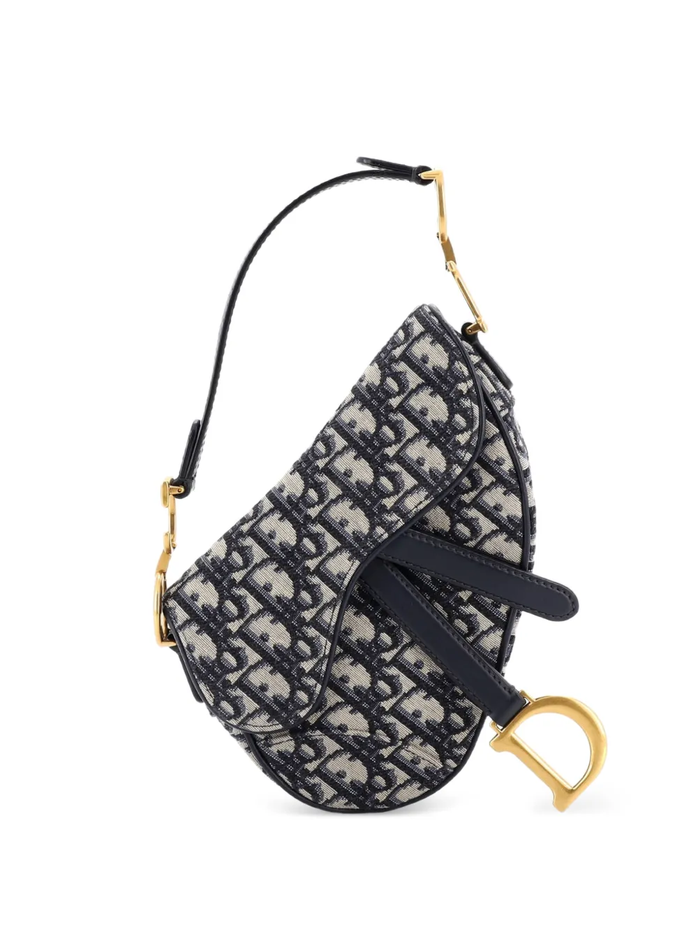 Christian Dior Pre-Owned Borsa a spalla Saddle mini in tela con motivo Oblique - Blu