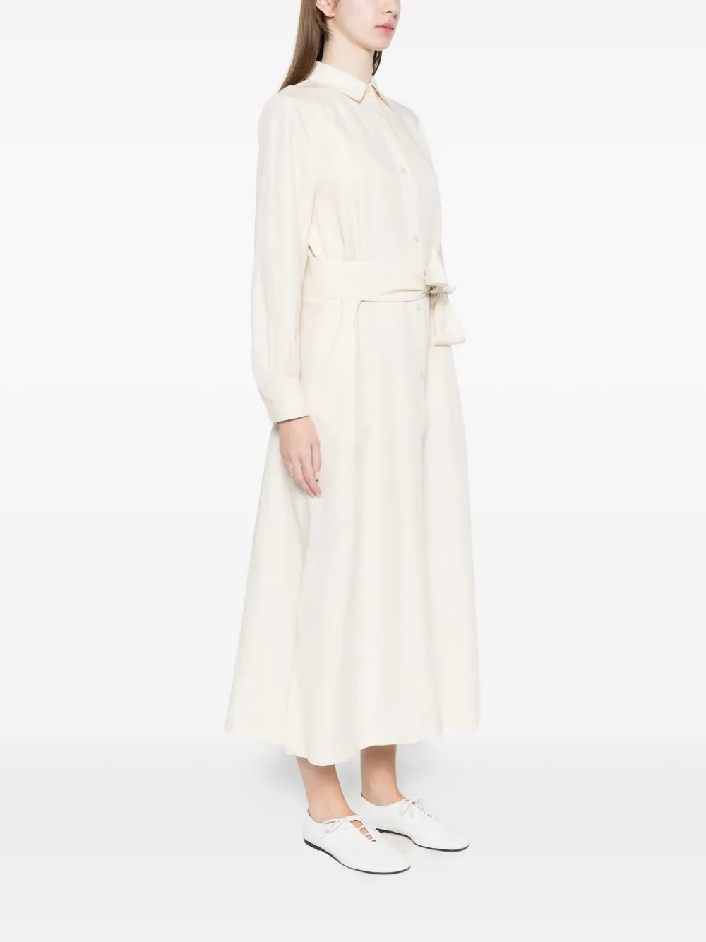  Woolrich Tie Waist Chemisier Dress - Neutrals 