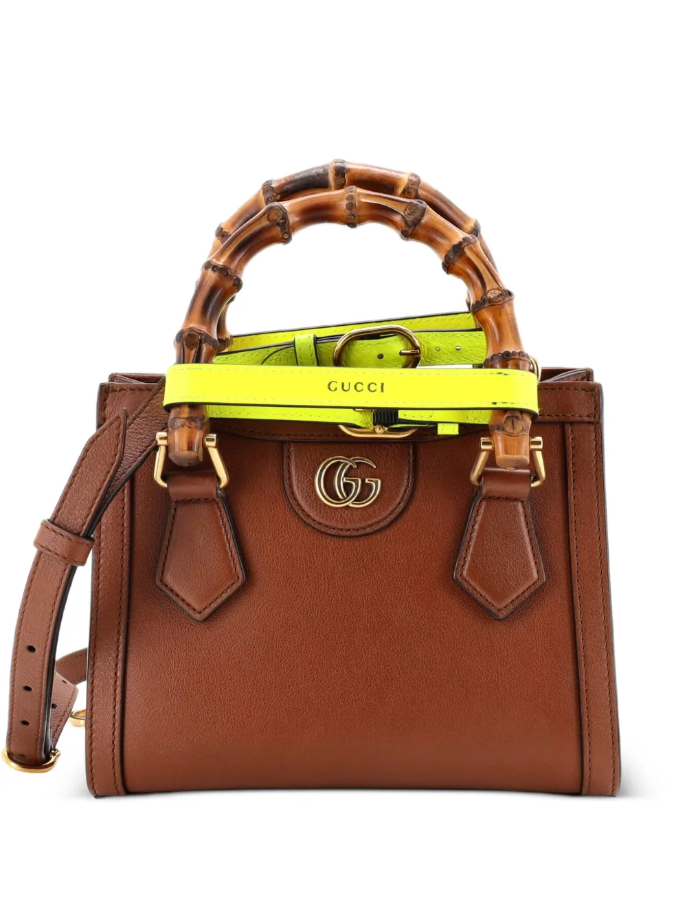 Gucci Pre-Owned Borsa a tracolla Diana NM Bamboo mini in pelle con manico - Marrone