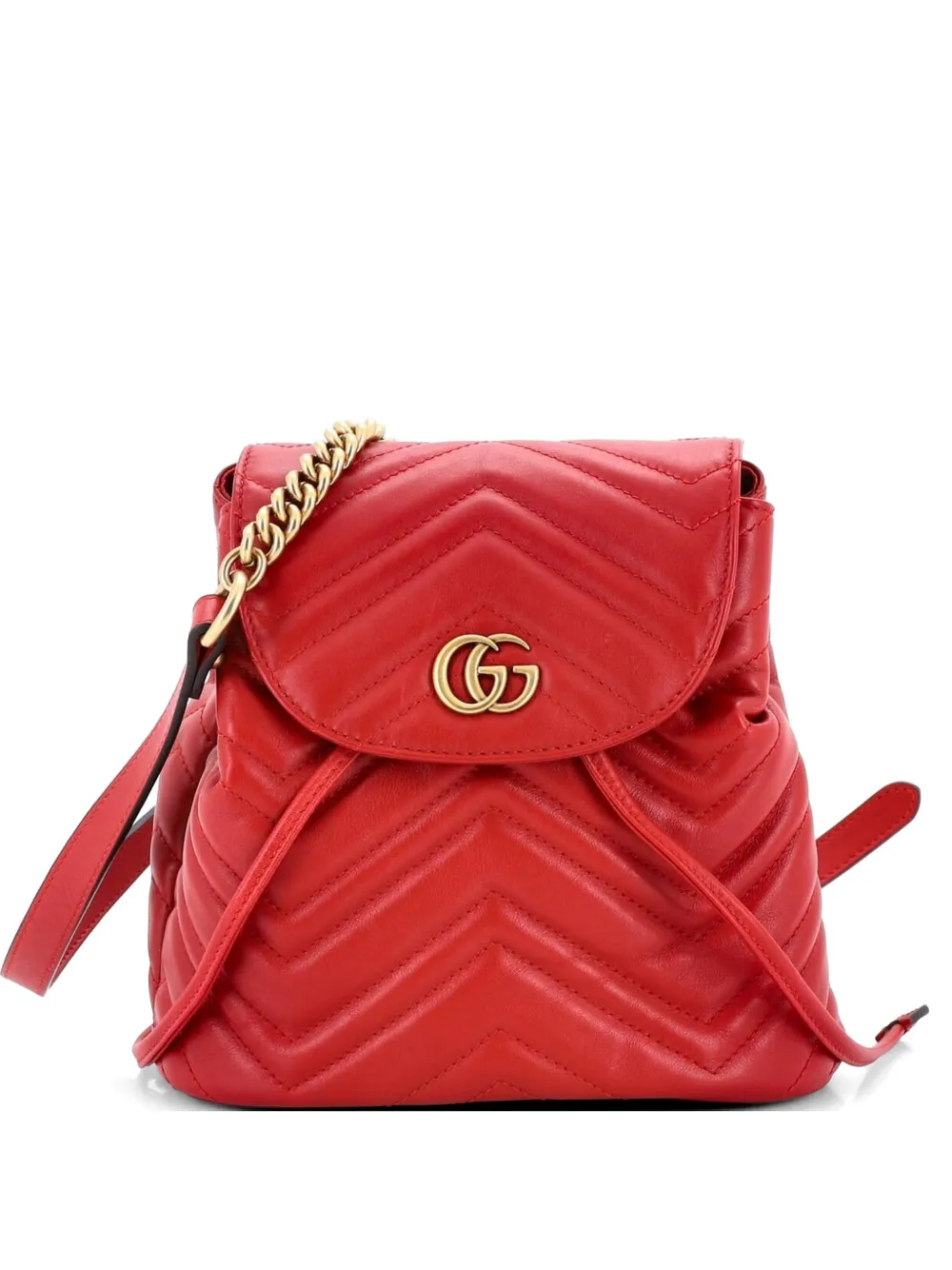 Gucci Pre-Owned Zaino GG Marmont mini in pelle matelassé con coulisse - Rosso