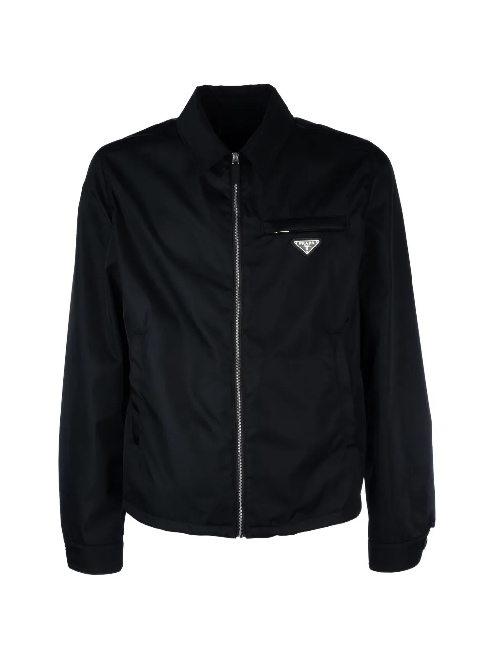Prada logo-appliqué shirt jacket - Nero