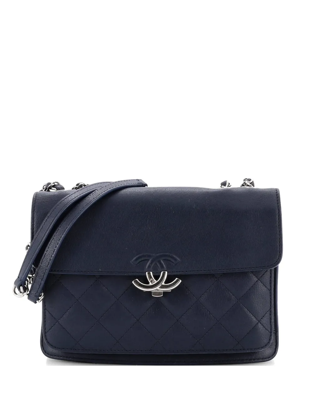 CHANEL Pre-Owned Borsa a spalla CC Box Flap Bag piccola in pelle di vitello trapuntata - Blu