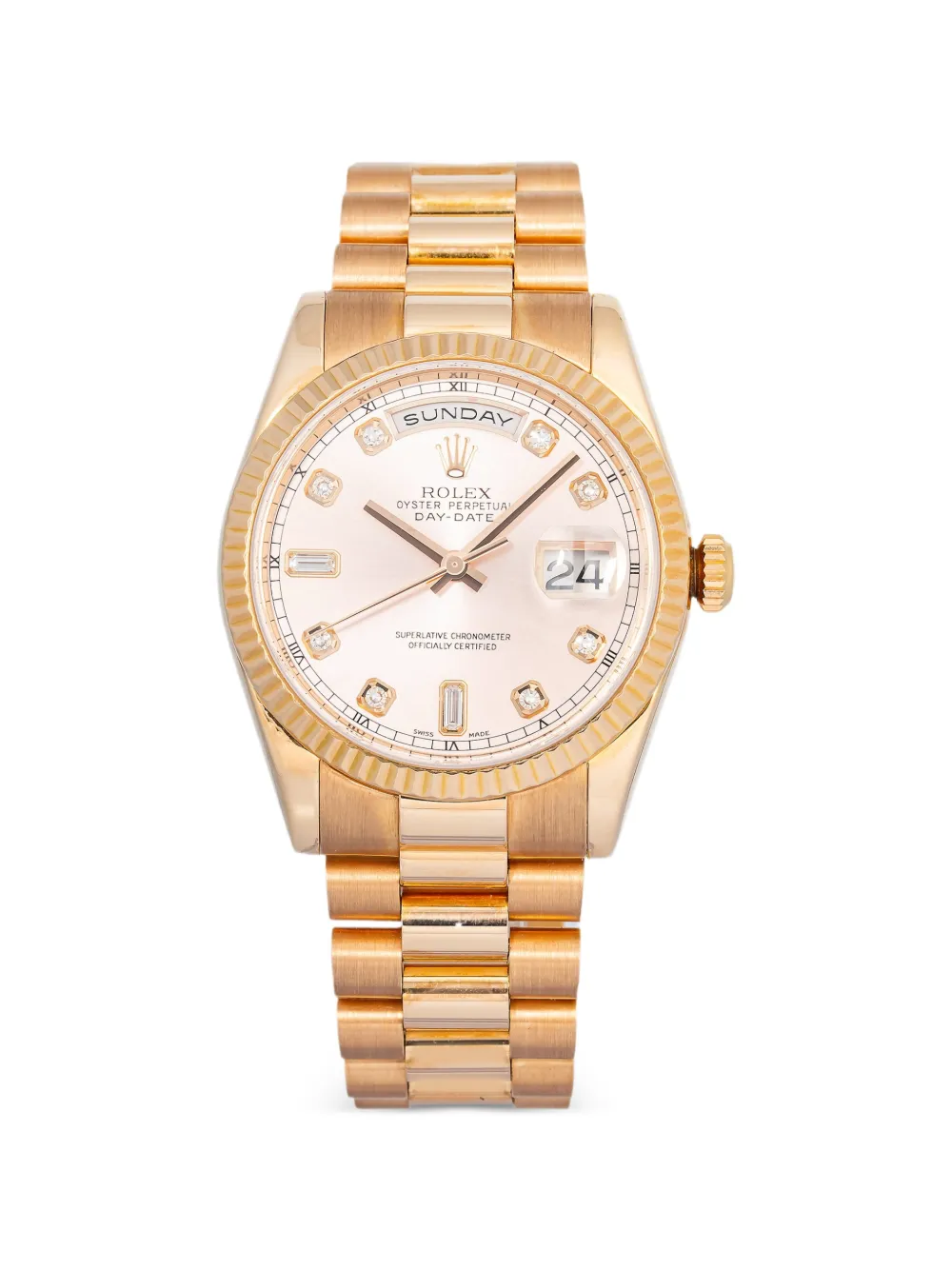Rolex Day-Date diamond-fluted 36mm watch - Rosa