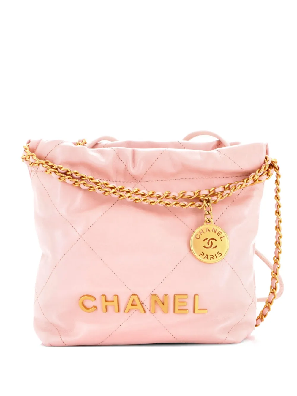 CHANEL Pre-Owned Borsa a tracolla 22 mini in pelle di vitello trapuntata - Rosa