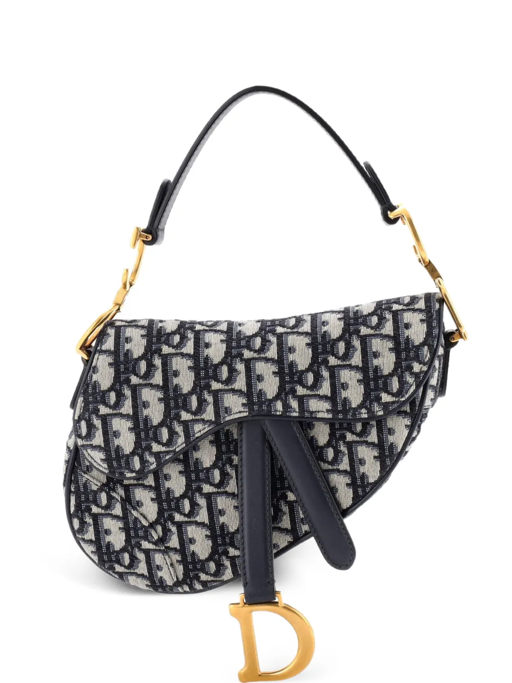 Christian Dior Pre-Owned Borsa a spalla Saddle mini in tela con motivo Oblique - Blu