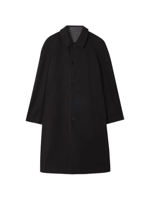 Burberry Parkbury 双面格纹羊毛长款轻便外套