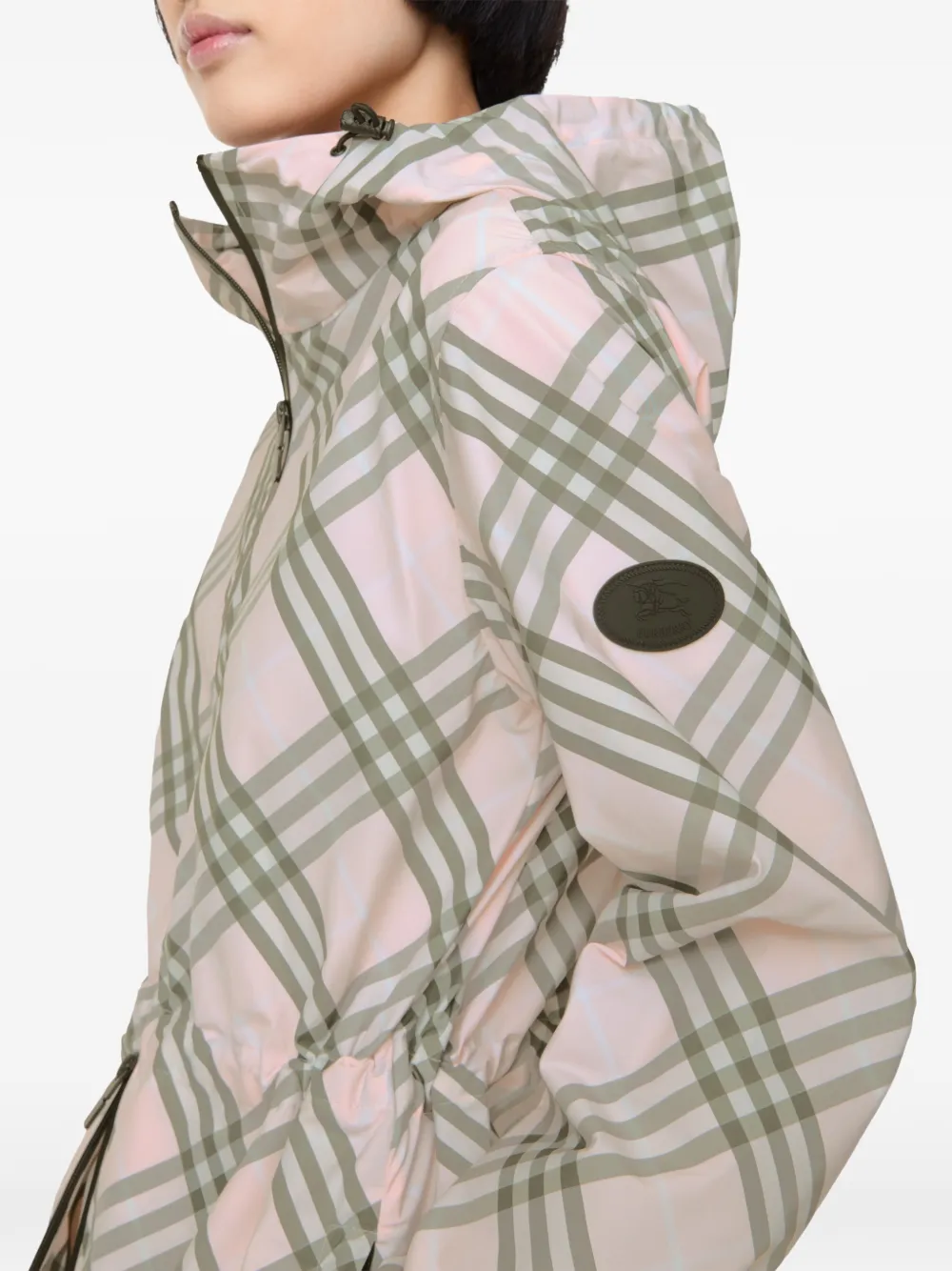 Burberry Check Whitstable Hooded Jacket - Pink 