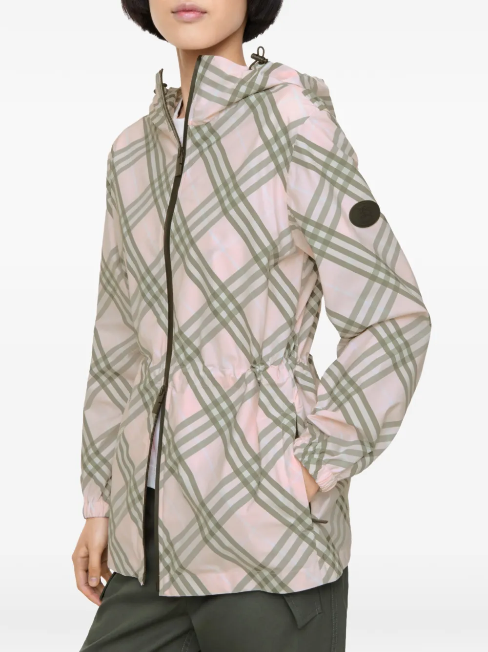  Burberry Check Whitstable Hooded Jacket - Pink 