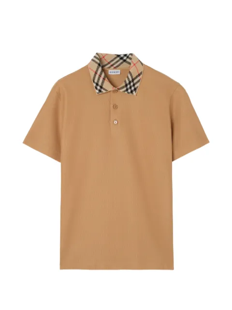 Burberry Check collar cotton polo shirt