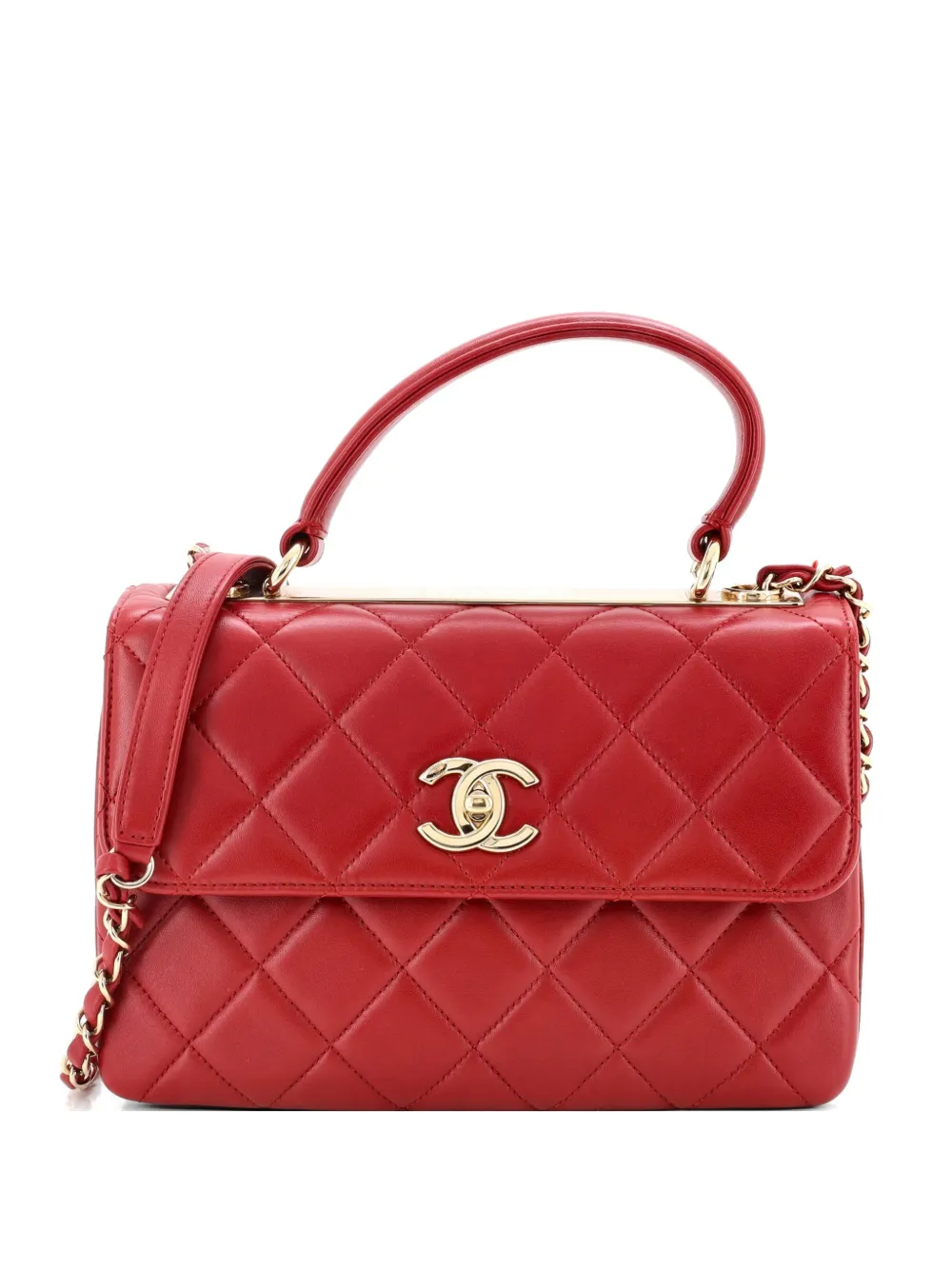 CHANEL Pre-Owned Borsa a spalla Trendy CC piccola in pelle di agnello trapuntata - Rosso