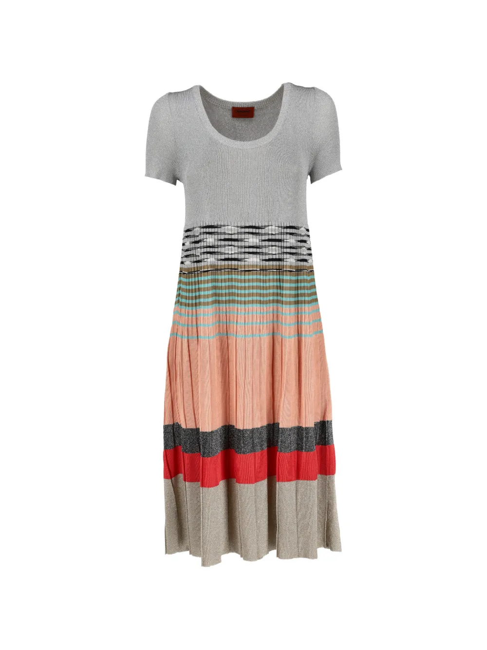 M Missoni Vintage pleated short-sleeved midi dress - Grigio