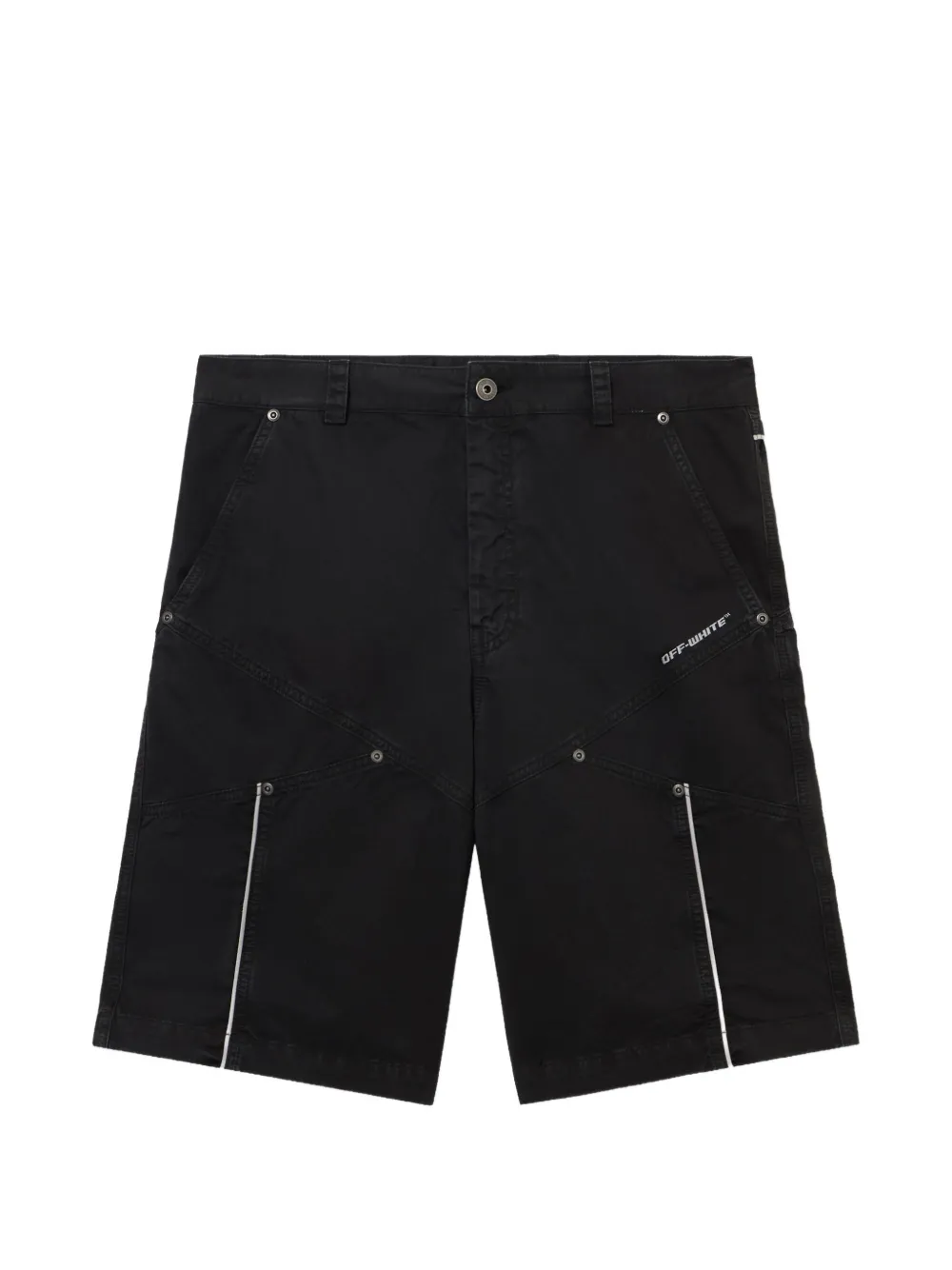 Off-White logo-print panelled shorts - Nero