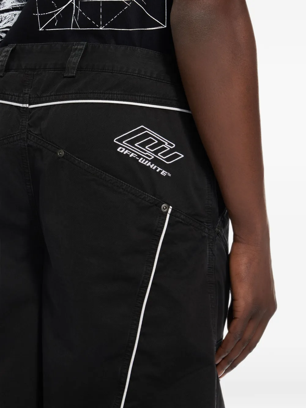 Off-White Shorts met logoprint Zwart