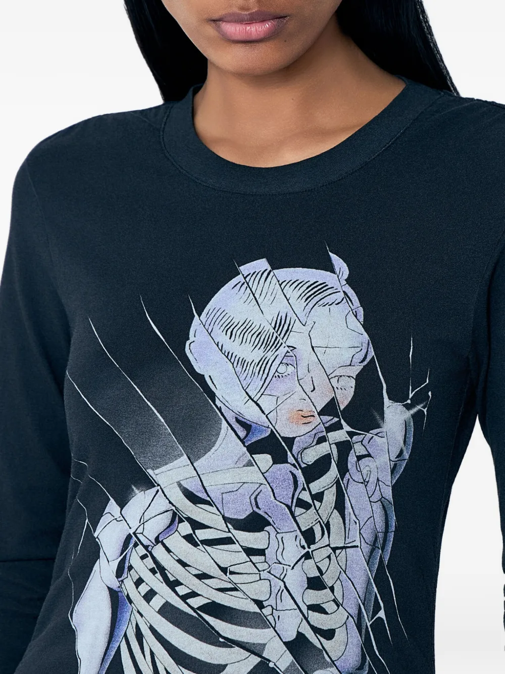 OUR LEGACY Strain Slim Print long-sleeve T-shirt | Black | FARFETCH