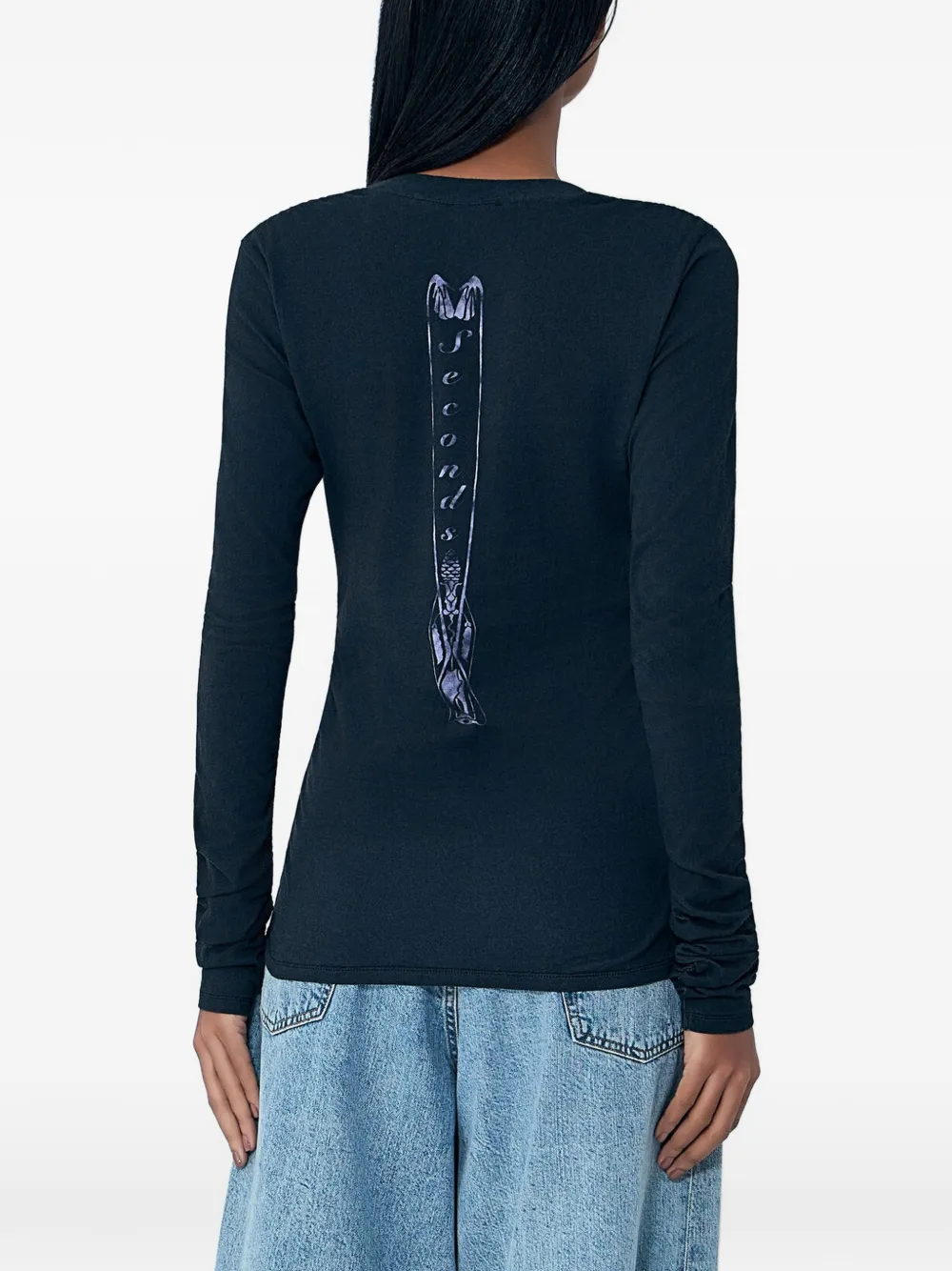 OUR LEGACY Strain Slim T-shirt met lange mouwen Zwart