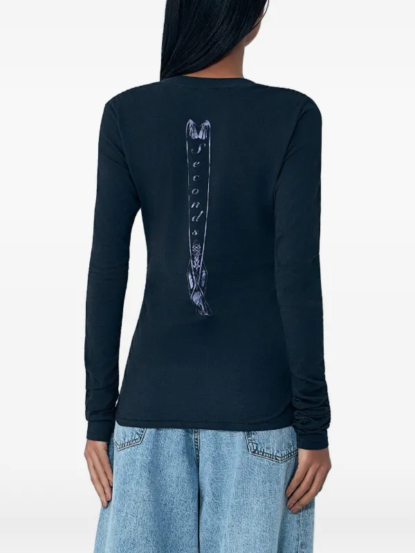 OUR LEGACY Strain Slim Print long-sleeve T-shirt | Black | FARFETCH