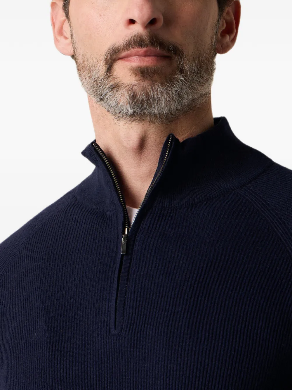 Brooks Brothers Geribbeld vest met halve rits Blauw