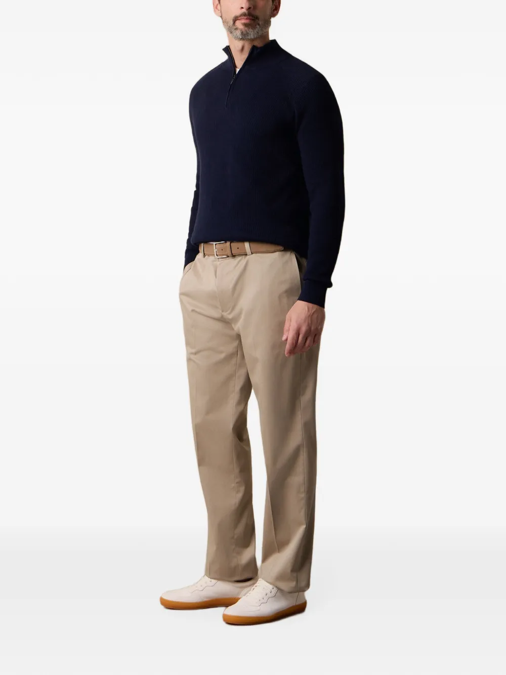 Brooks Brothers Geribbeld vest met halve rits Blauw