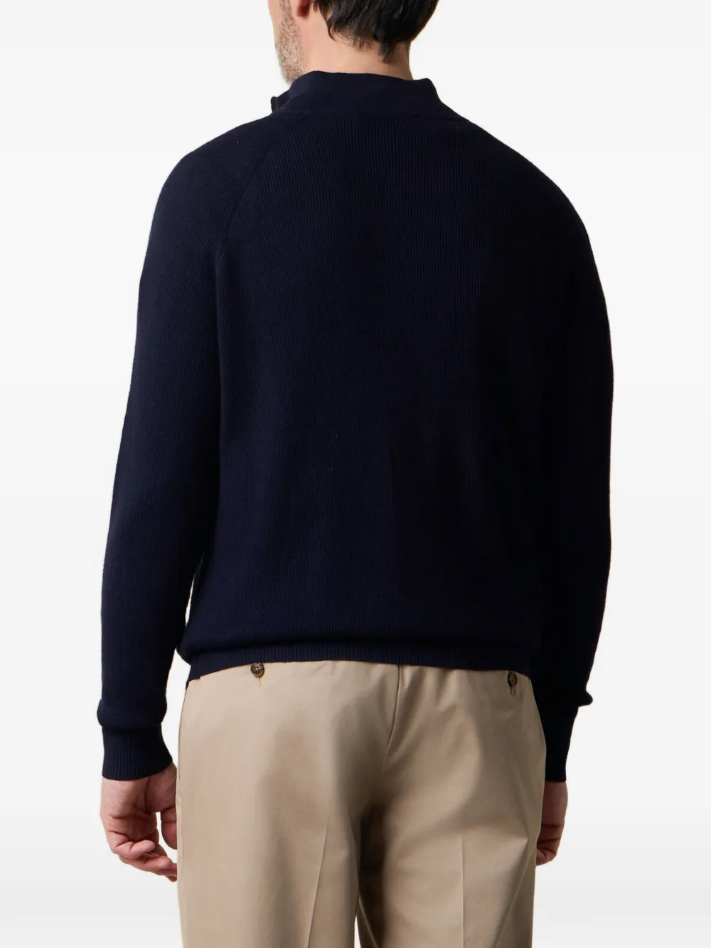 Brooks Brothers Geribbeld vest met halve rits Blauw