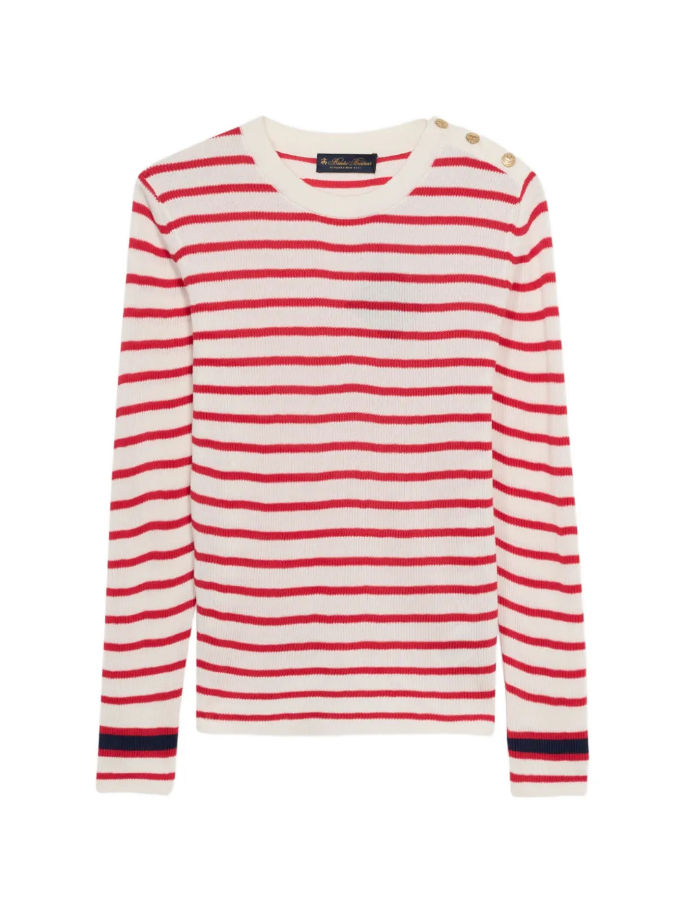 Brooks Brothers striped-pattern button-embellishment sweater - Weiß