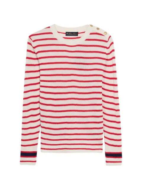 Brooks Brothers striped-pattern button-embellishment sweater