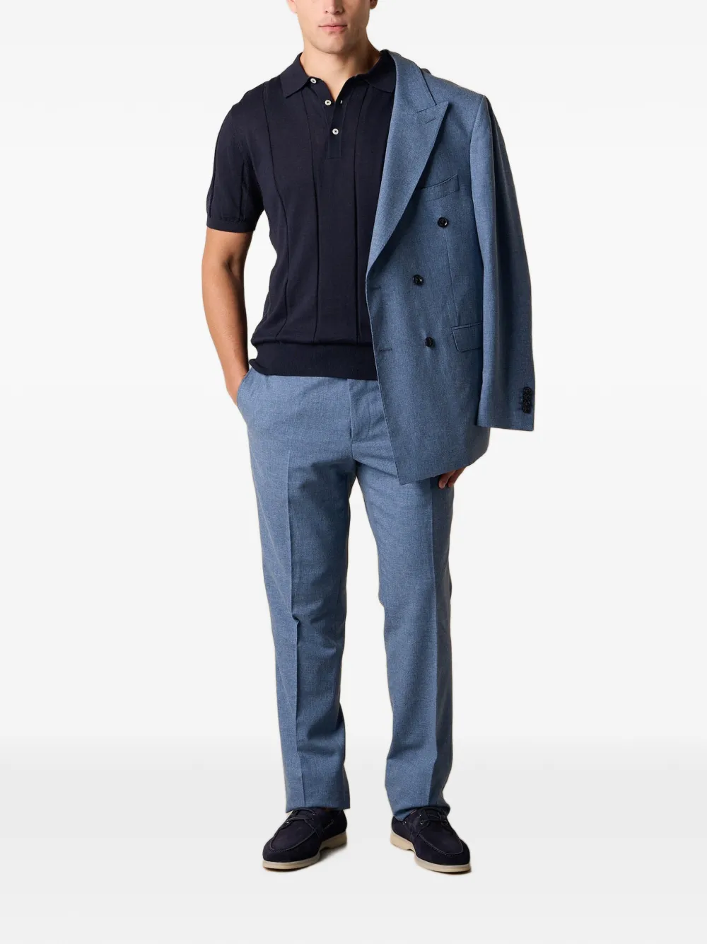 Brooks Brothers Geribbeld poloshirt Blauw