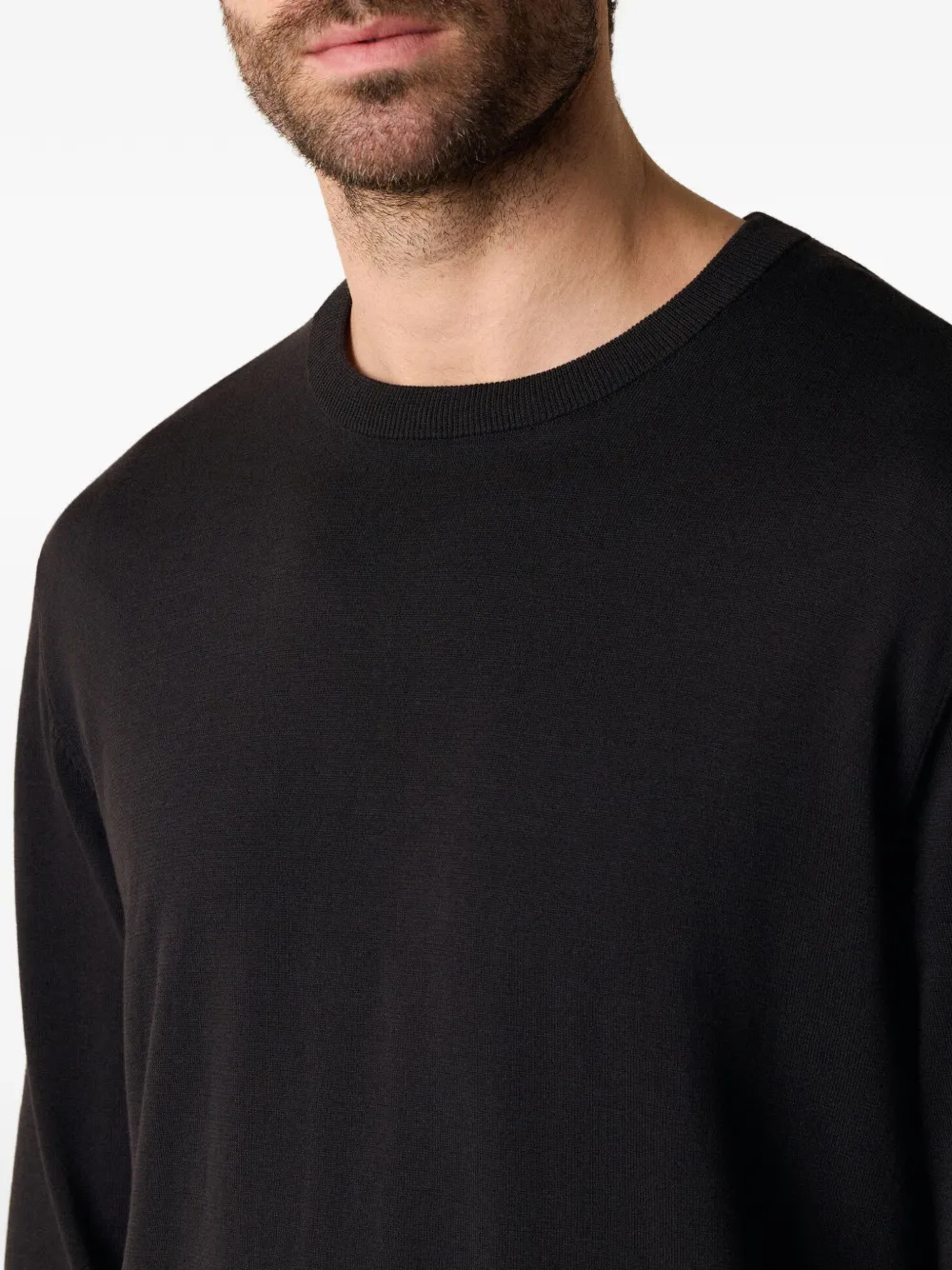 Brooks Brothers Geribbelde sweater met ronde hals Zwart