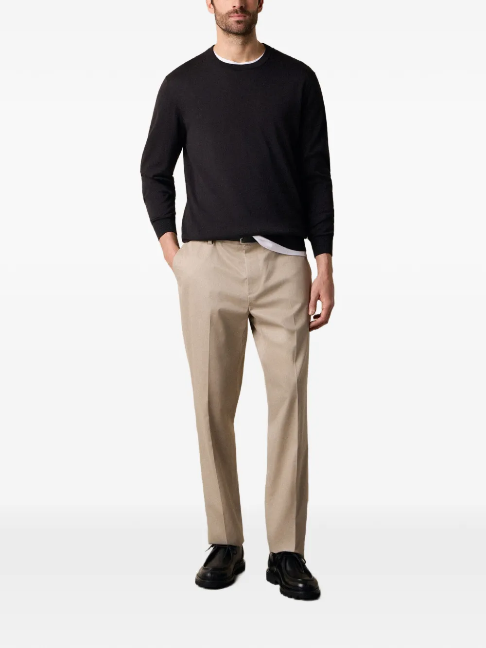 Brooks Brothers Geribbelde sweater met ronde hals Zwart