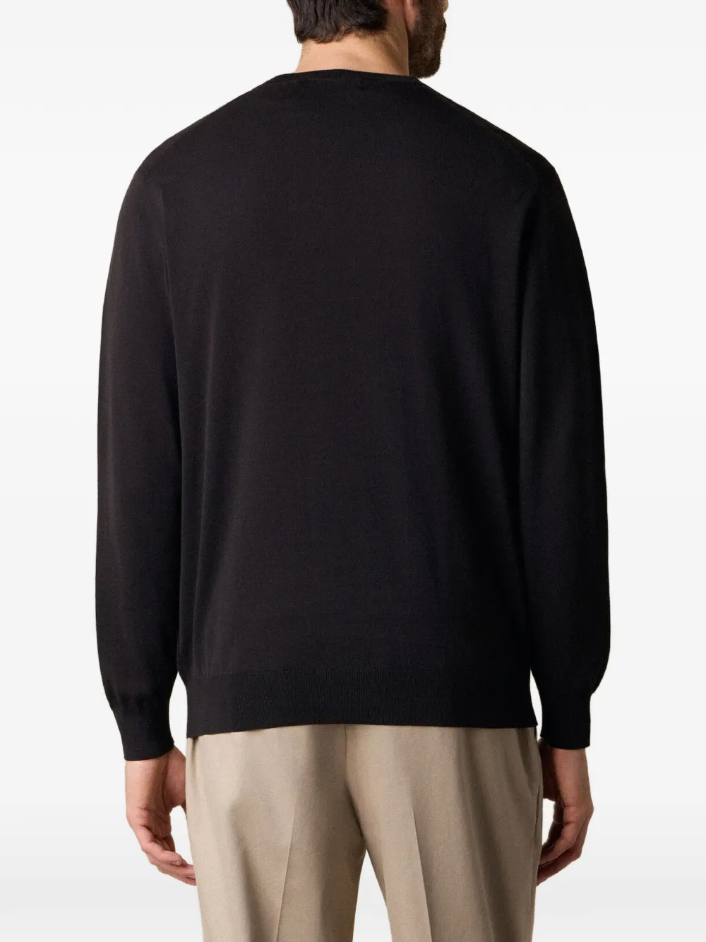 Brooks Brothers Geribbelde sweater met ronde hals Zwart
