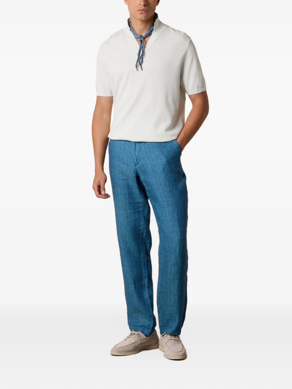 Brooks Brothers T-shirt met open kraag Wit
