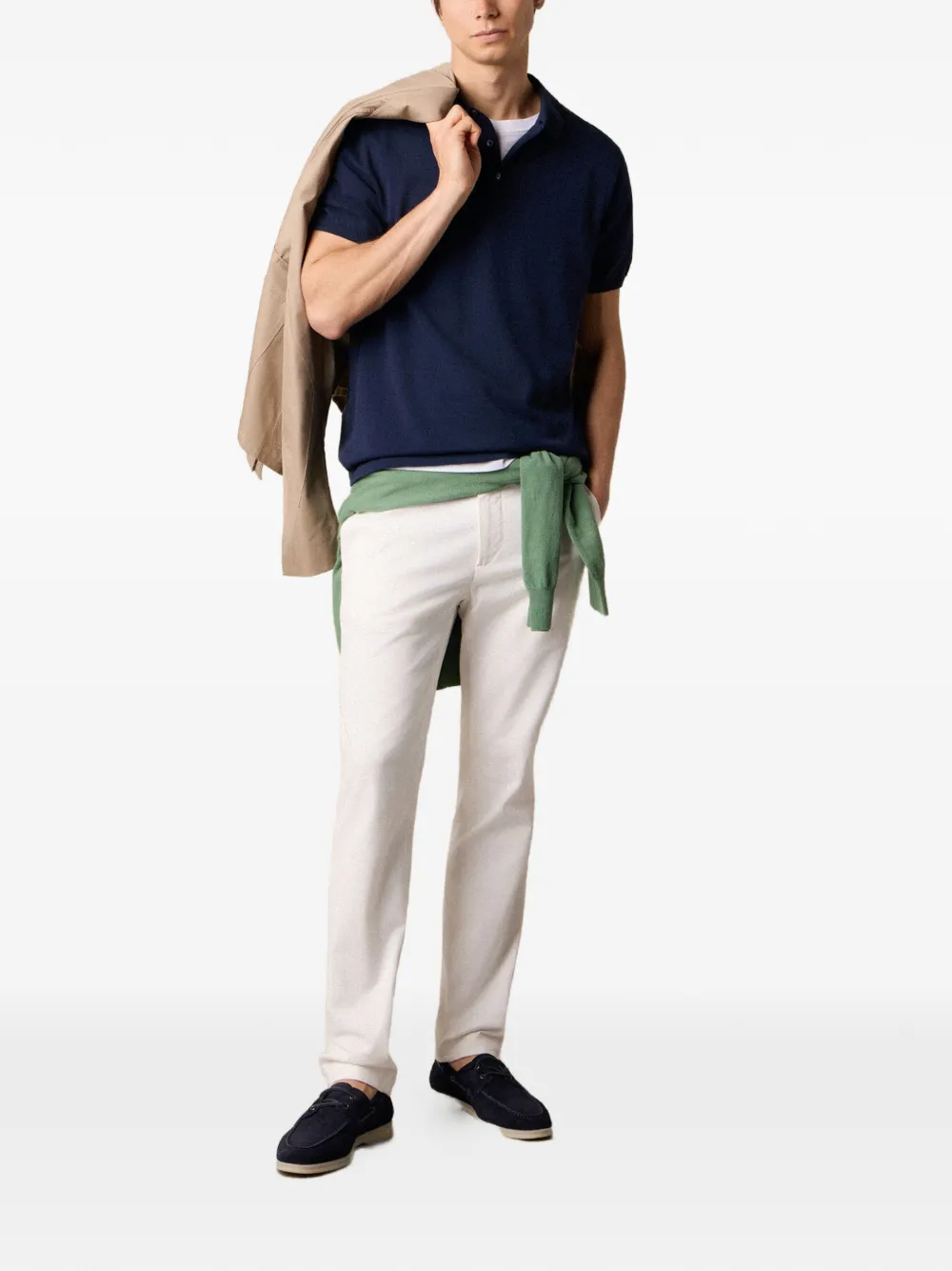 Brooks Brothers Gebreid poloshirt met knoopsluiting Blauw