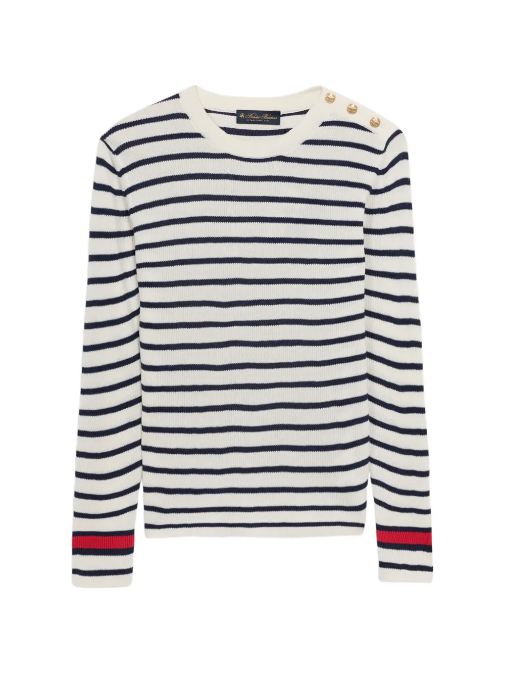 Brooks Brothers striped gold-button crew-neck sweater - Toni neutri