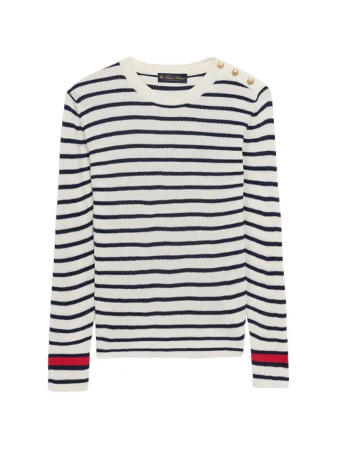 Brooks Brothers striped gold-button crew-neck sweater