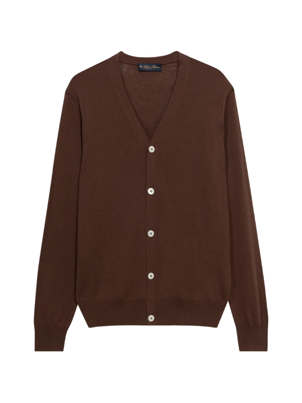 Brooks Brothers Cardigan a coste con scollo a V - Marrone