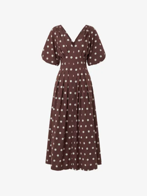 Nicholas Vicky dress - mocha polka-dot