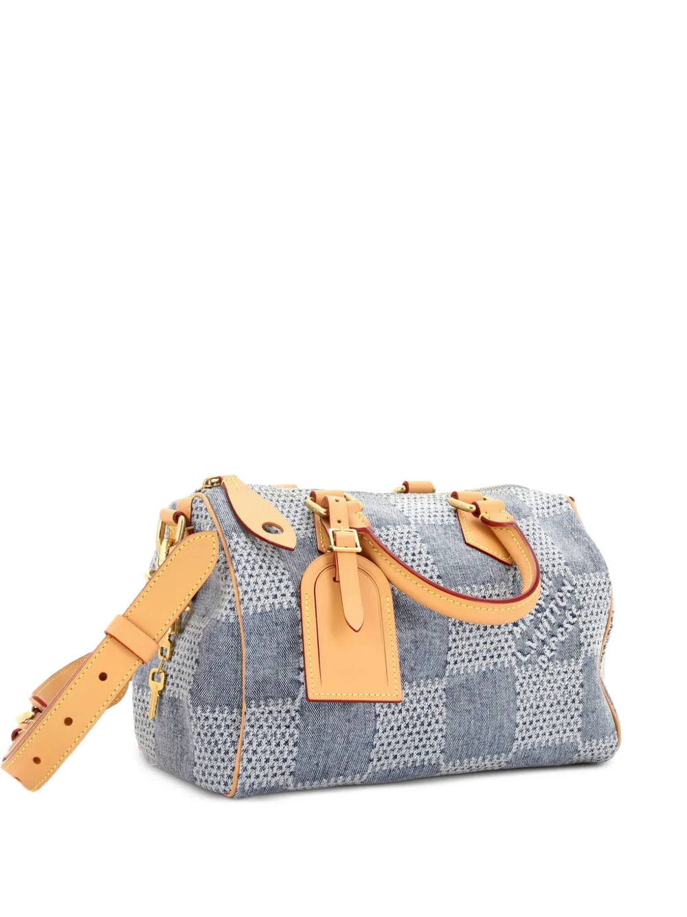 Louis Vuitton Pre-Owned Borsa a tracolla Speedy Bandouliere 3D Damier Giant Denim 25 - Blu
