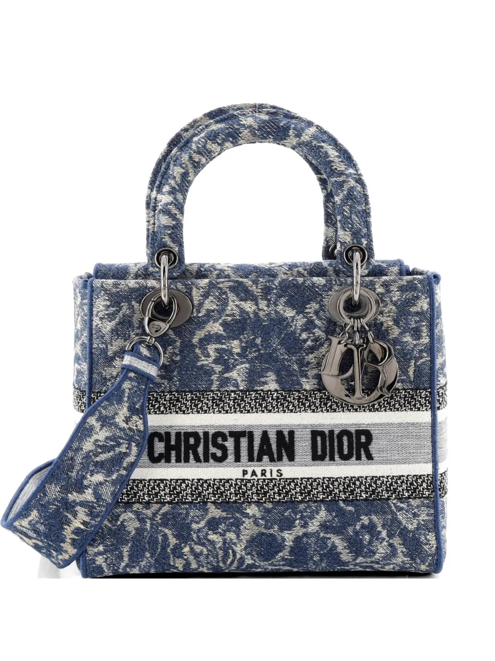 Christian Dior Pre-Owned Borsa a tracolla Lady D-Lite media in tela con ricamo - Blu