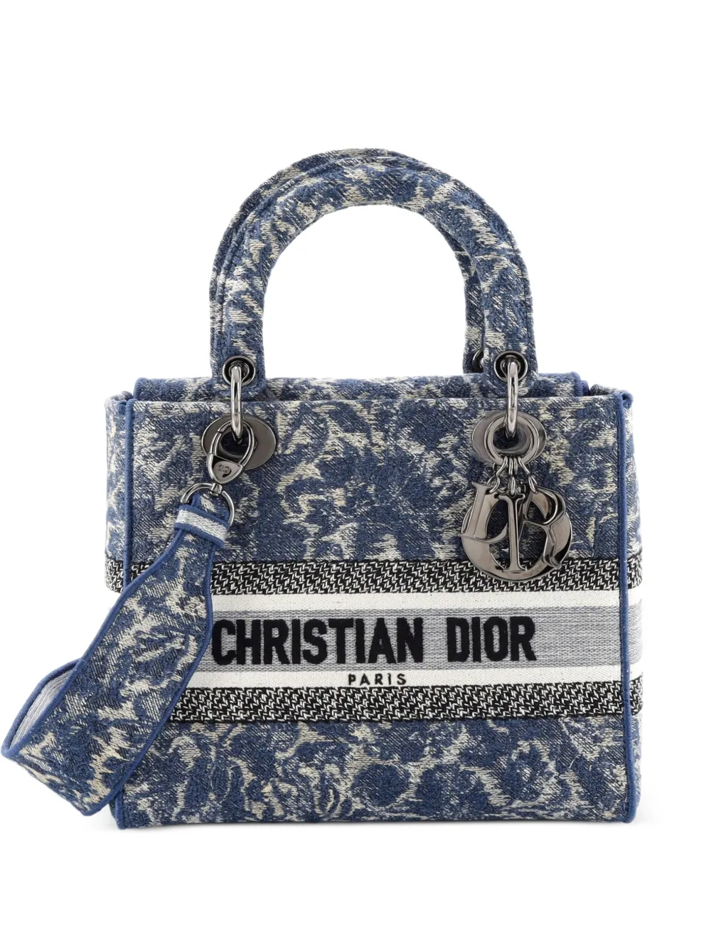 Christian Dior Pre-Owned Borsa a tracolla Lady D-Lite media in tela con ricamo - Blu